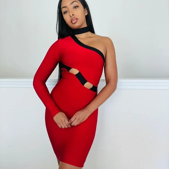 open lace back dress Choker One Shoulder Dress – Lilabare main image 0